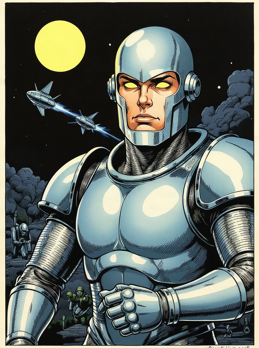 Galadorian Spaceknights descend from the sky, their ships blazing, as Wraiths flee into the shadows.
