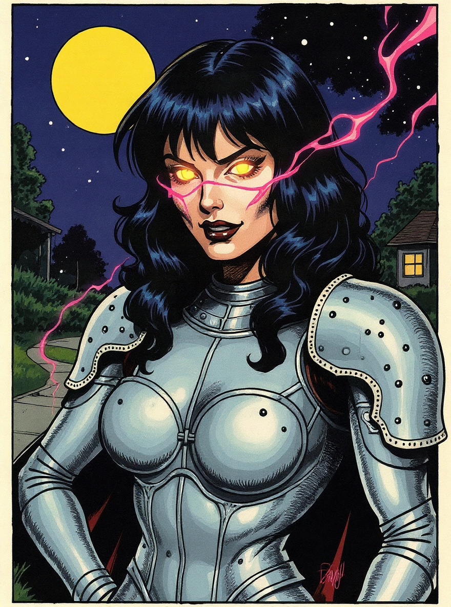 She consumes the memories of a fallen enemy, face briefly contorting with energy (stylized).